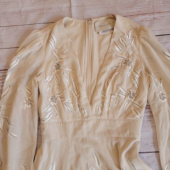 BHLDN Anthropologie Belize Embroidered A-Line Long Sleeve V-Neck Gown Size 2 NWT - Picture 8 of 12